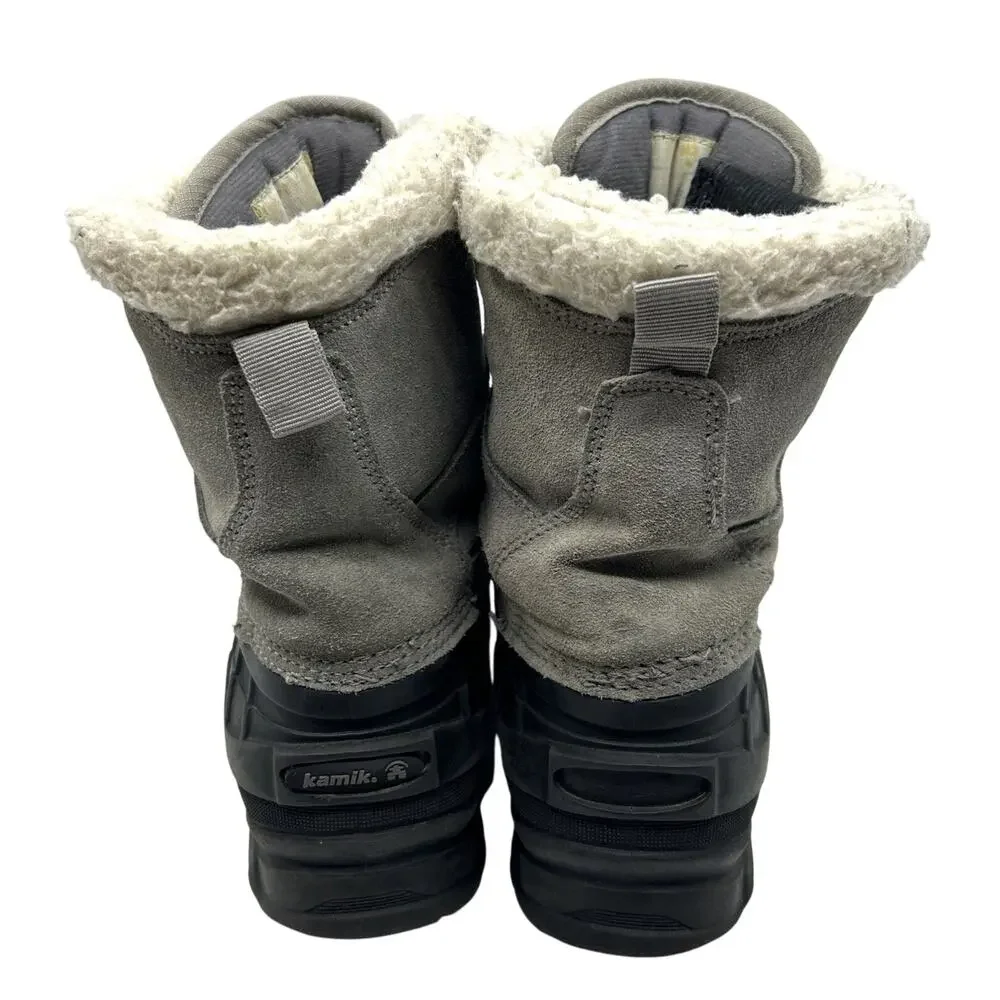 KKamik Womens Acadia Suede Snow Boots Sz 7 Sherpa Trim Rubber Waterproof Lace Up